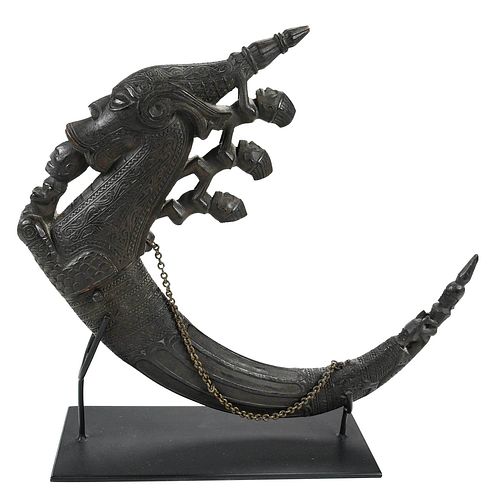 INDONESIAN SHAMAN'S WOODEN AND HORN