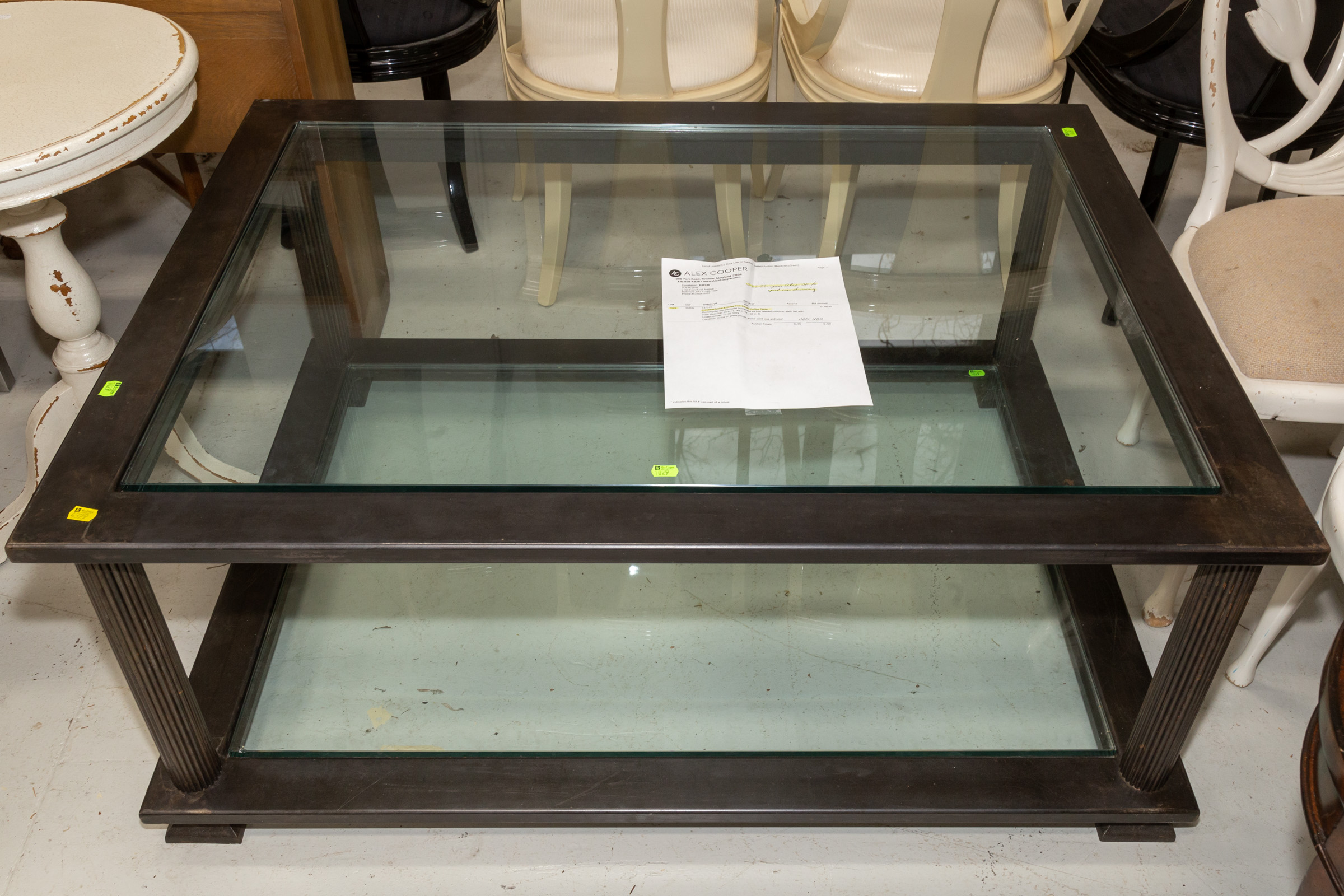 INDUSTRIAL METAL & GLASS TWO TIERED