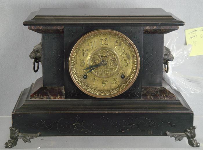 Ingraham black wood mantle clock,