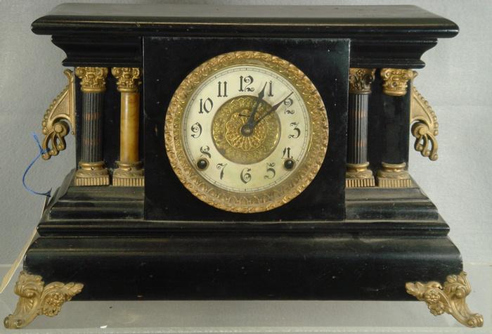 Ingraham black wood mantle clock,