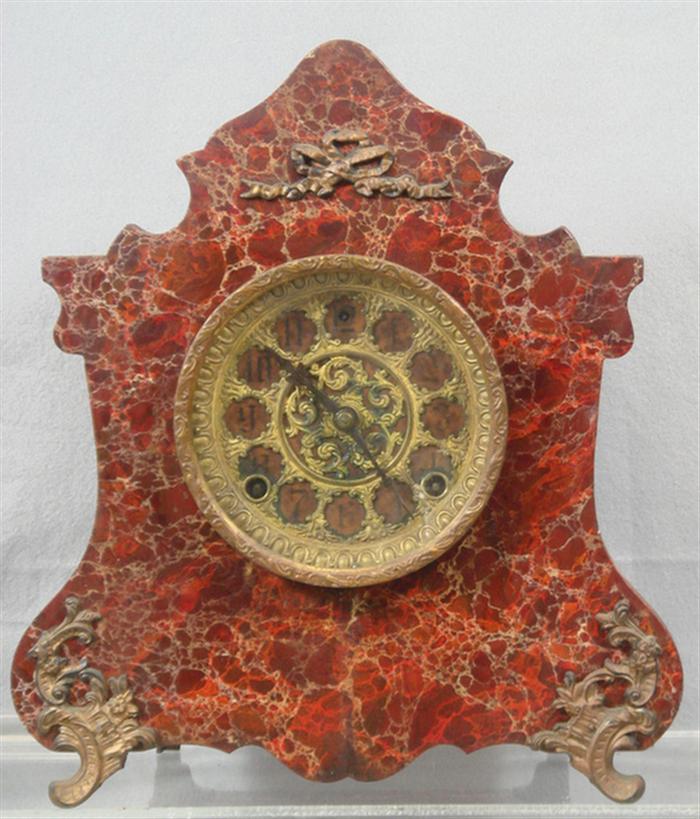 Ingraham marbleized mantle clock