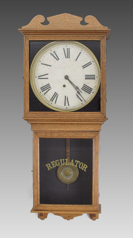 INGRAHAM OAK REGULATOR CLOCK: Oak