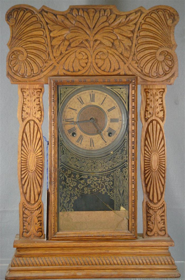 Ingraham pressed oak kitchen clock,