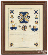 INK AND WATERCOLOR FRAKTUR BIR