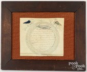 INK AND WATERCOLOR FRAKTUR BIR