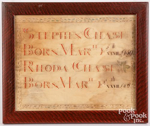 INK AND WATERCOLOR FRAKTUR BIRTH
