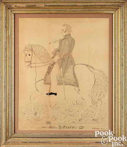 INK CALLIGRAPHY DRAWING, 19TH C.Ink