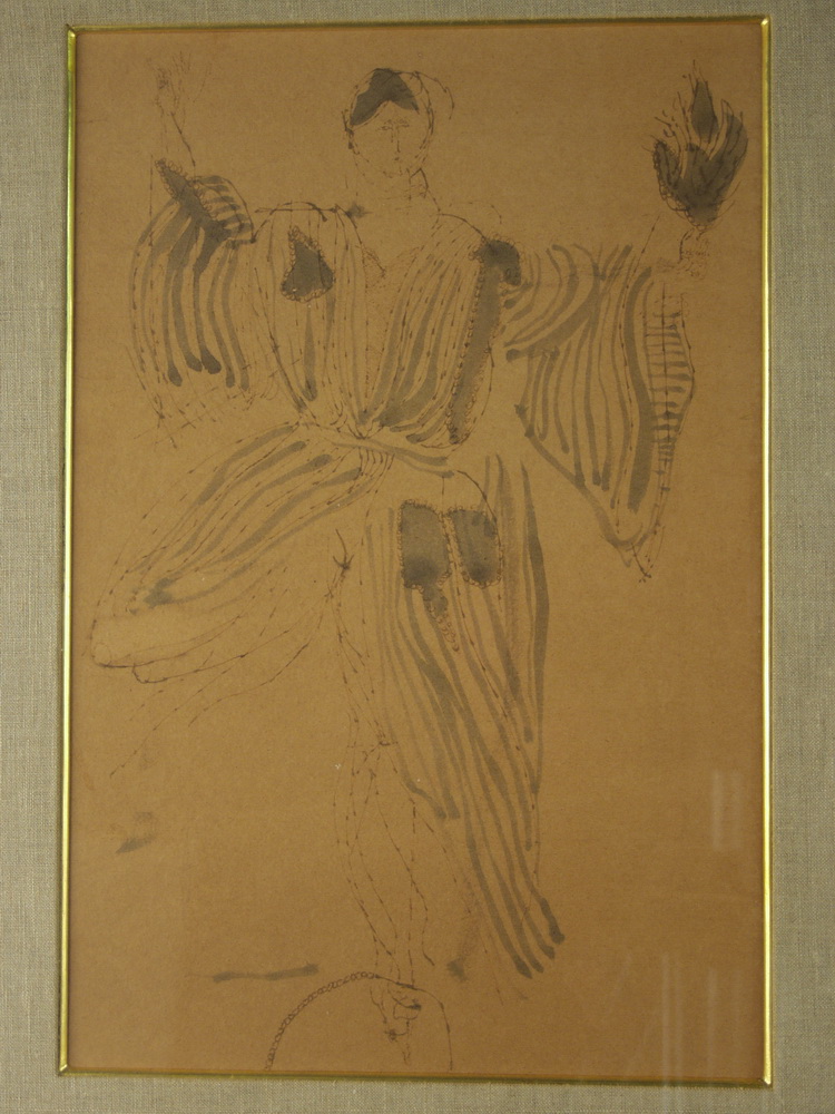INK DRAWING- Man in striped robe