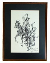 INK DRAWING ON PAPER DON QUIXO