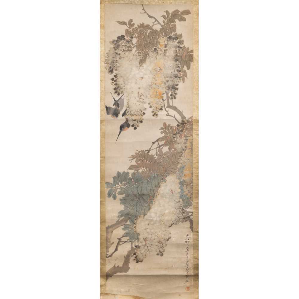 INK PAINTING OF BIRDS AND FLOWERS