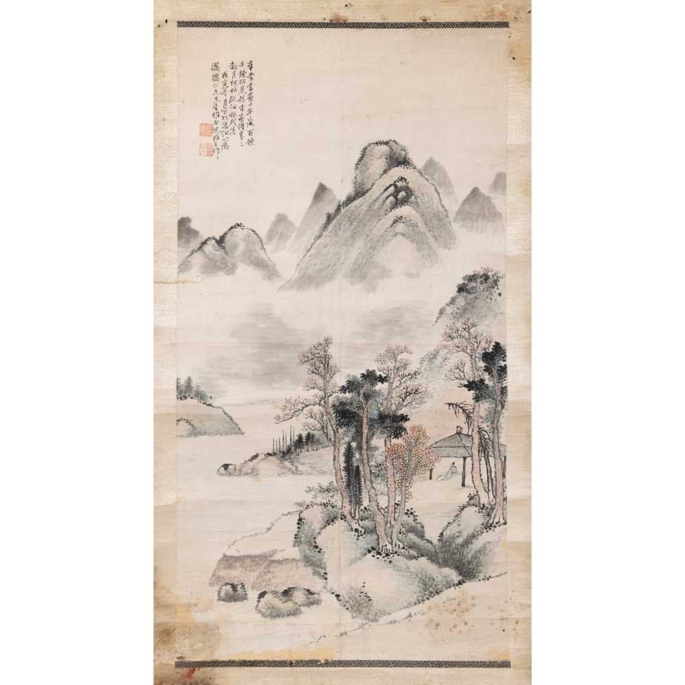INK SCROLL 'HERMIT AND LANDSCAPE'