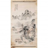 INK SCROLL 'HERMIT AND LANDSCA