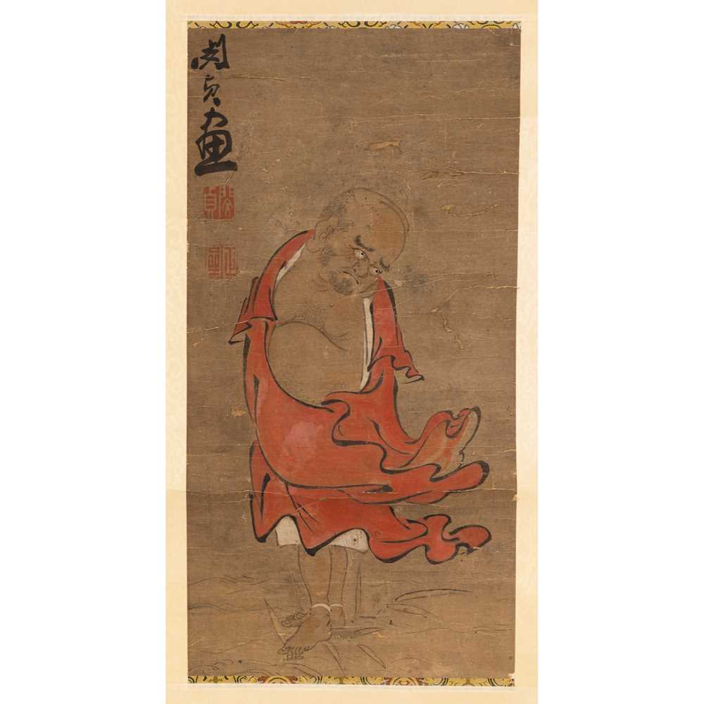 INK SCROLL PAINTING OF A LUOHAN