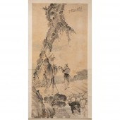 INK SCROLL PAINTING OF A LEARN