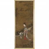INK SCROLL PAINTING OF LADY AN