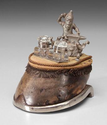 Ink stand, horse hoof base with