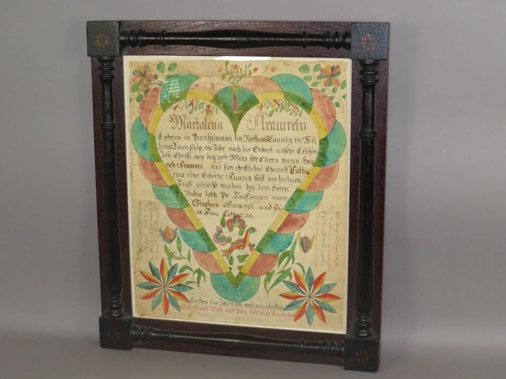 INK & WATERCOLOR FRAKTUR ATTRIBUTED