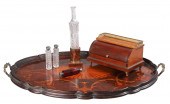 Inkstand, tray and assorted bo