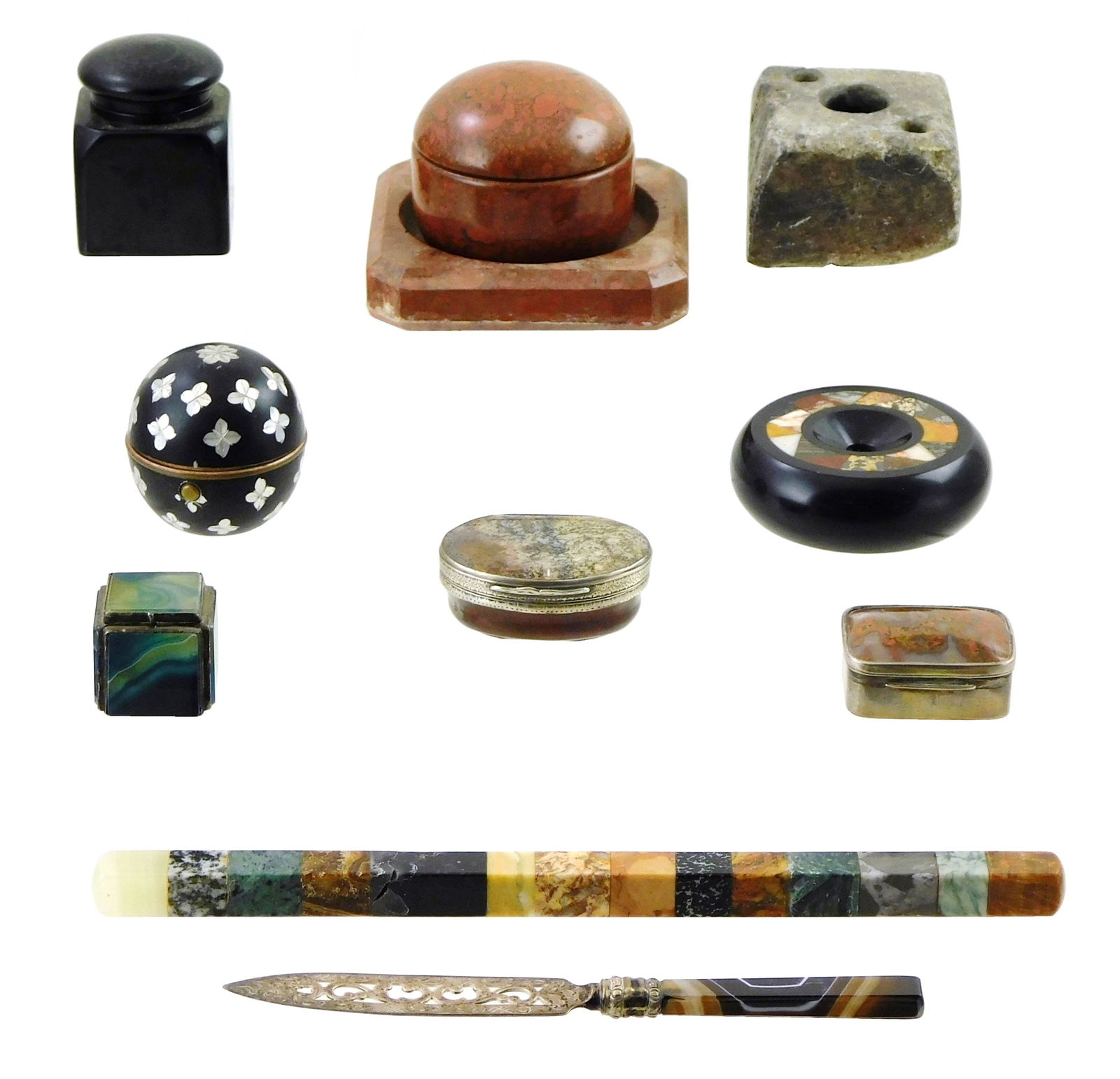 INKWELLS, BOXES, AND DESK