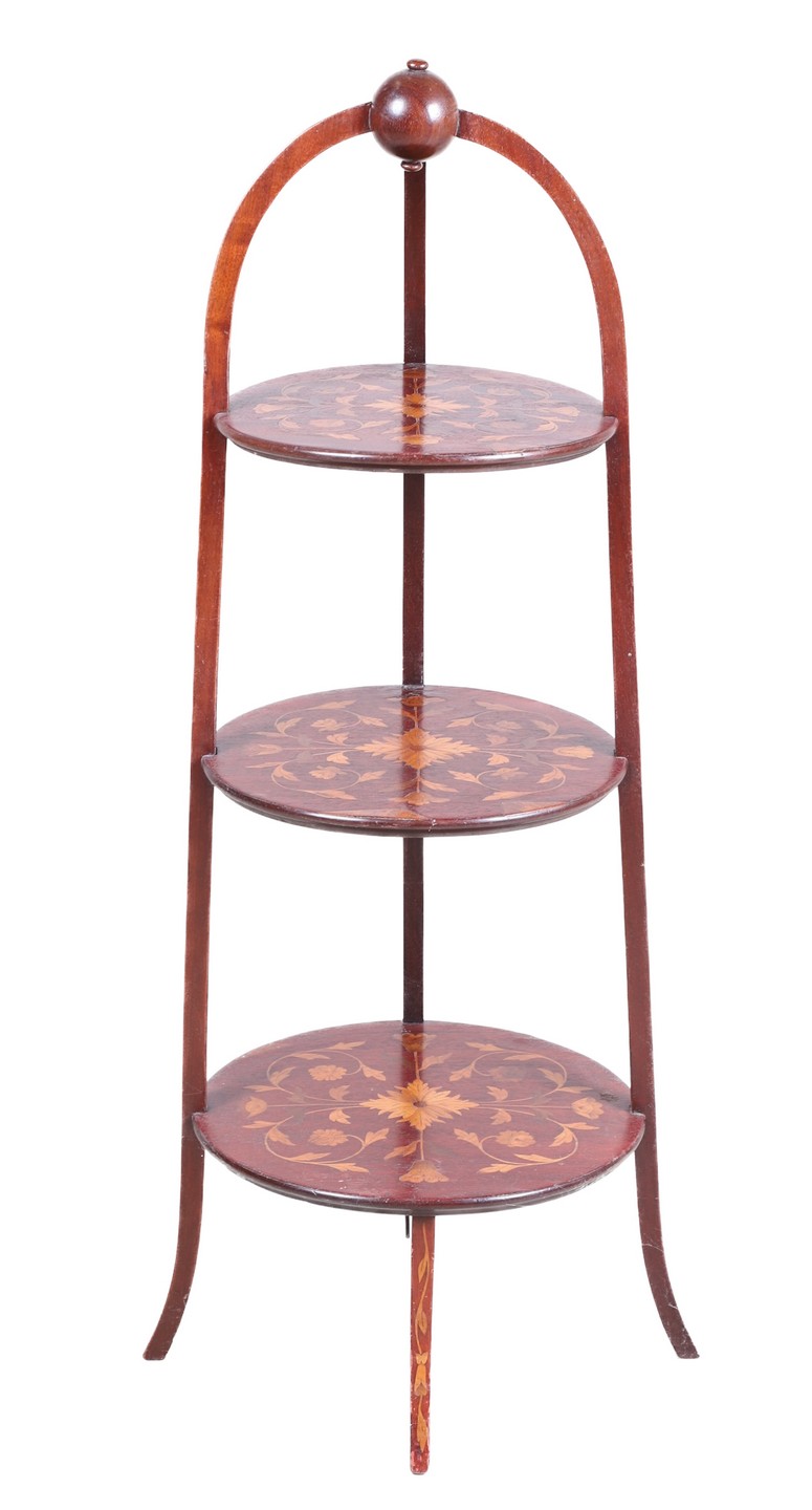 Inlaid 3-tier dessert stand, floral