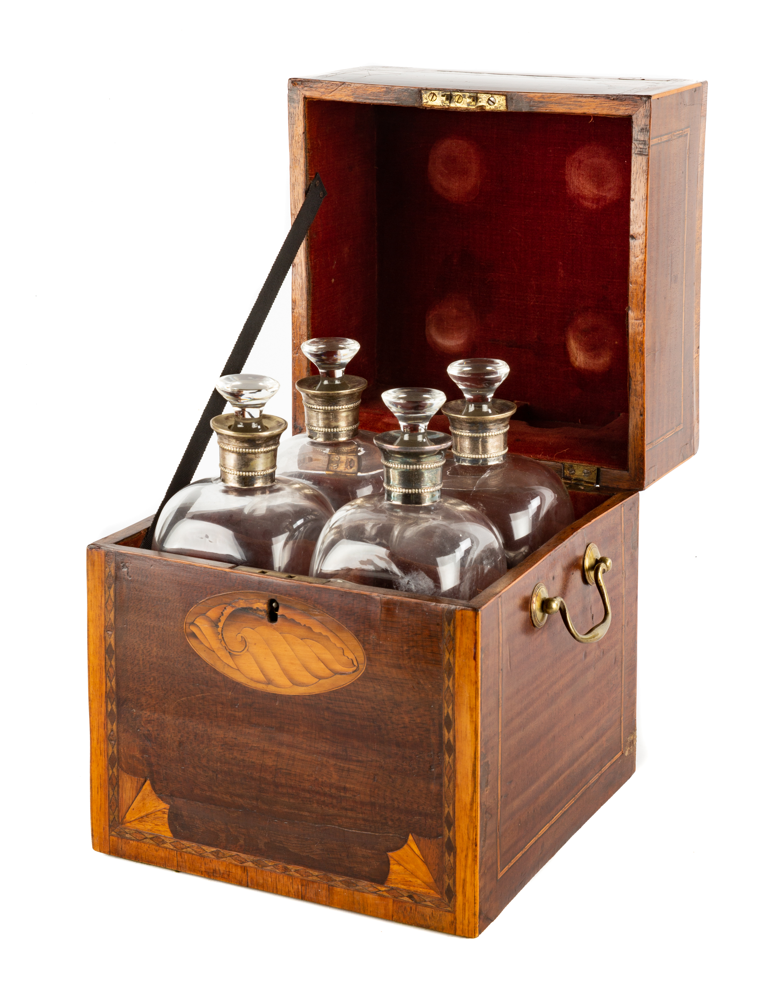 INLAID 4 BOTTLE LIQUOR CABINET