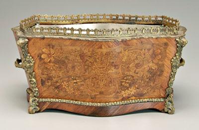 Inlaid brass mounted planter,