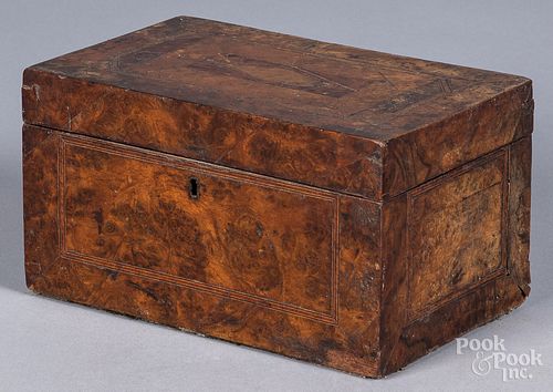 INLAID BURL DRESSER BOX, 19TH