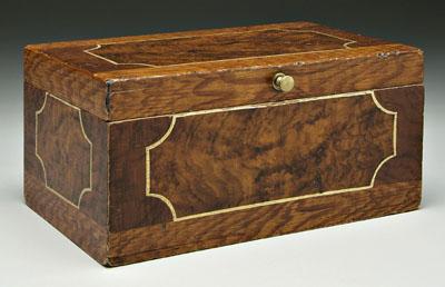 Inlaid burlwood box, canted