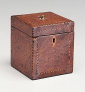 Inlaid burlwood tea box, barbe