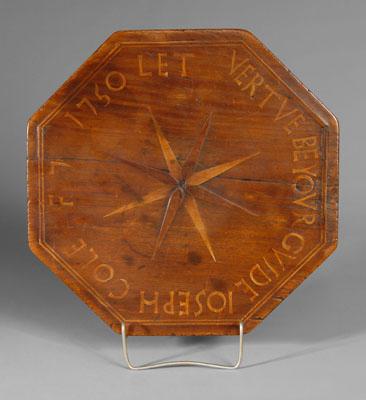 Inlaid candle stand top, walnut
