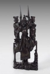 INLAID CARVED WOOD ORIENTAL WA