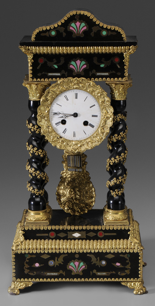 Inlaid Empire Style Portico Clock