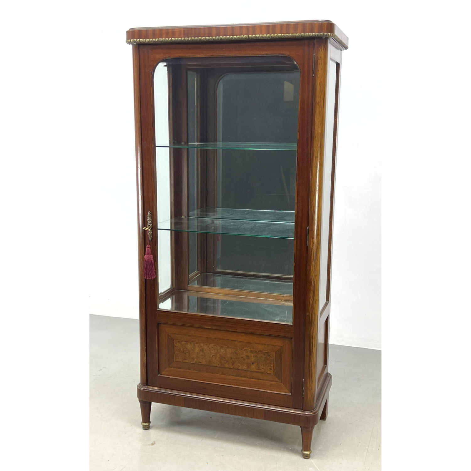 Inlaid French Curio, mirror back,