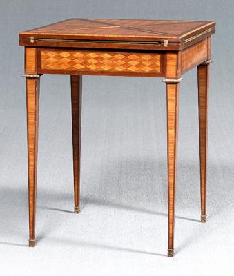 Inlaid French games table,