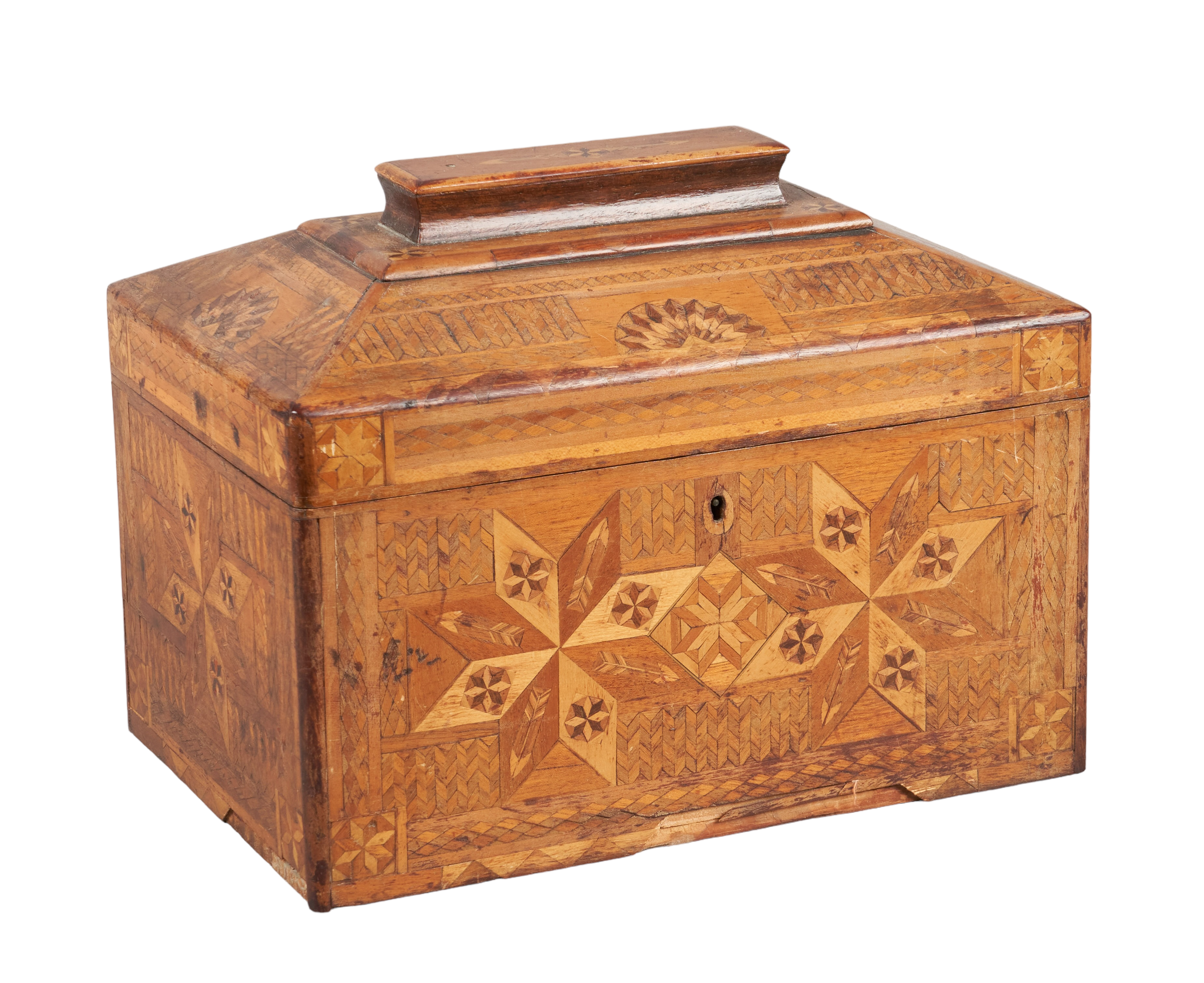 Inlaid jewelry box, velvet lined,
