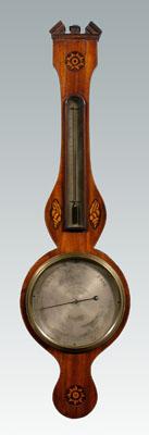 Inlaid mahogany barometer, broken