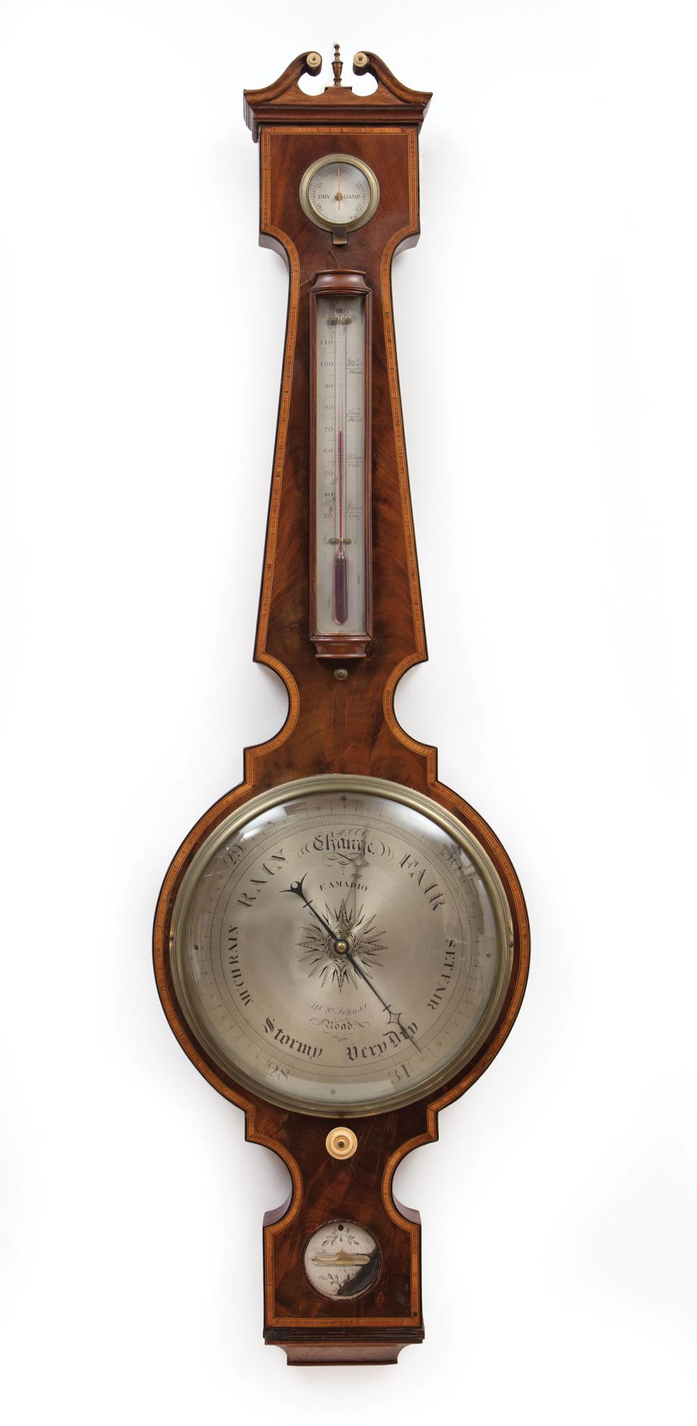 INLAID MAHOGANY BAROMETER, F.