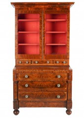 INLAID MAHOGANY BOOKCASE BUREA