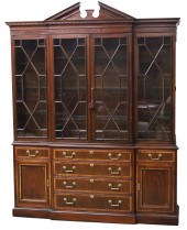 INLAID MAHOGANY BREAKFRONT BOO