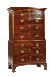 INLAID MAHOGANY CHEST-ON-CHEST