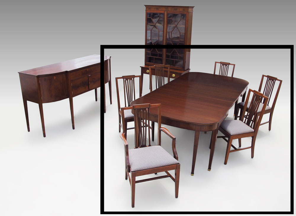 INLAID MAHOGANY EXTENSION DINING