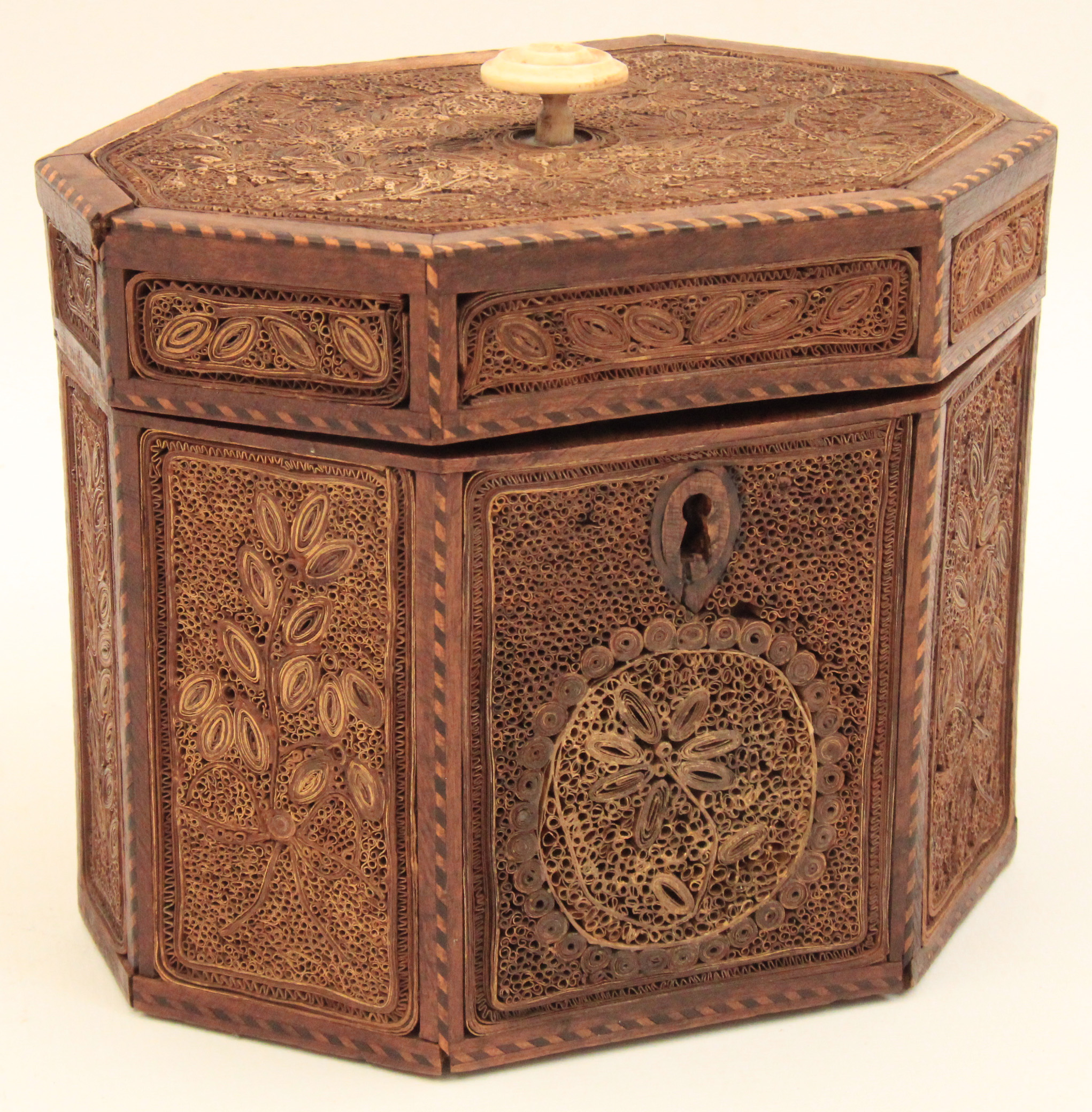 INLAID MAHOGANY GILT ROLLED PAPER