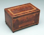 Inlaid mahogany jewelry cask,