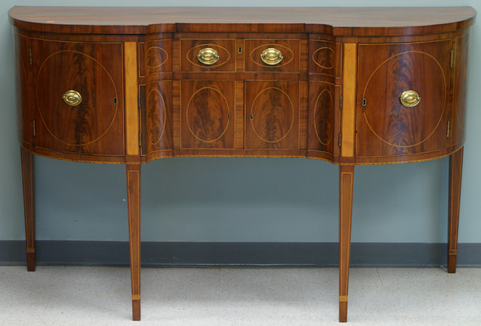 Inlaid mahogany kidney shaped