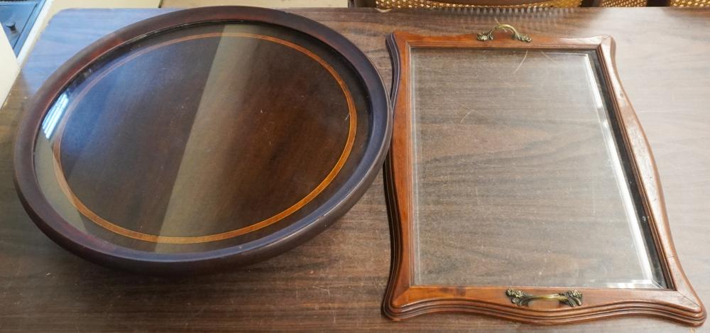 INLAID MAHOGANY LAZY SUSAN AND