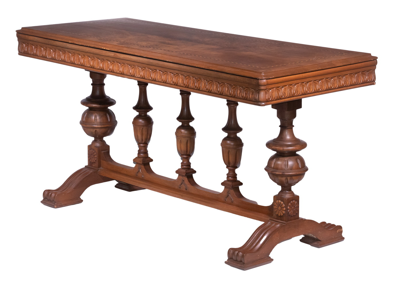 INLAID MAHOGANY LIBRARY TABLE