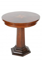 INLAID MAHOGANY PEDESTAL SIDE