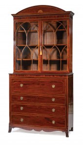 INLAID MAHOGANY SECRETARY BOOK