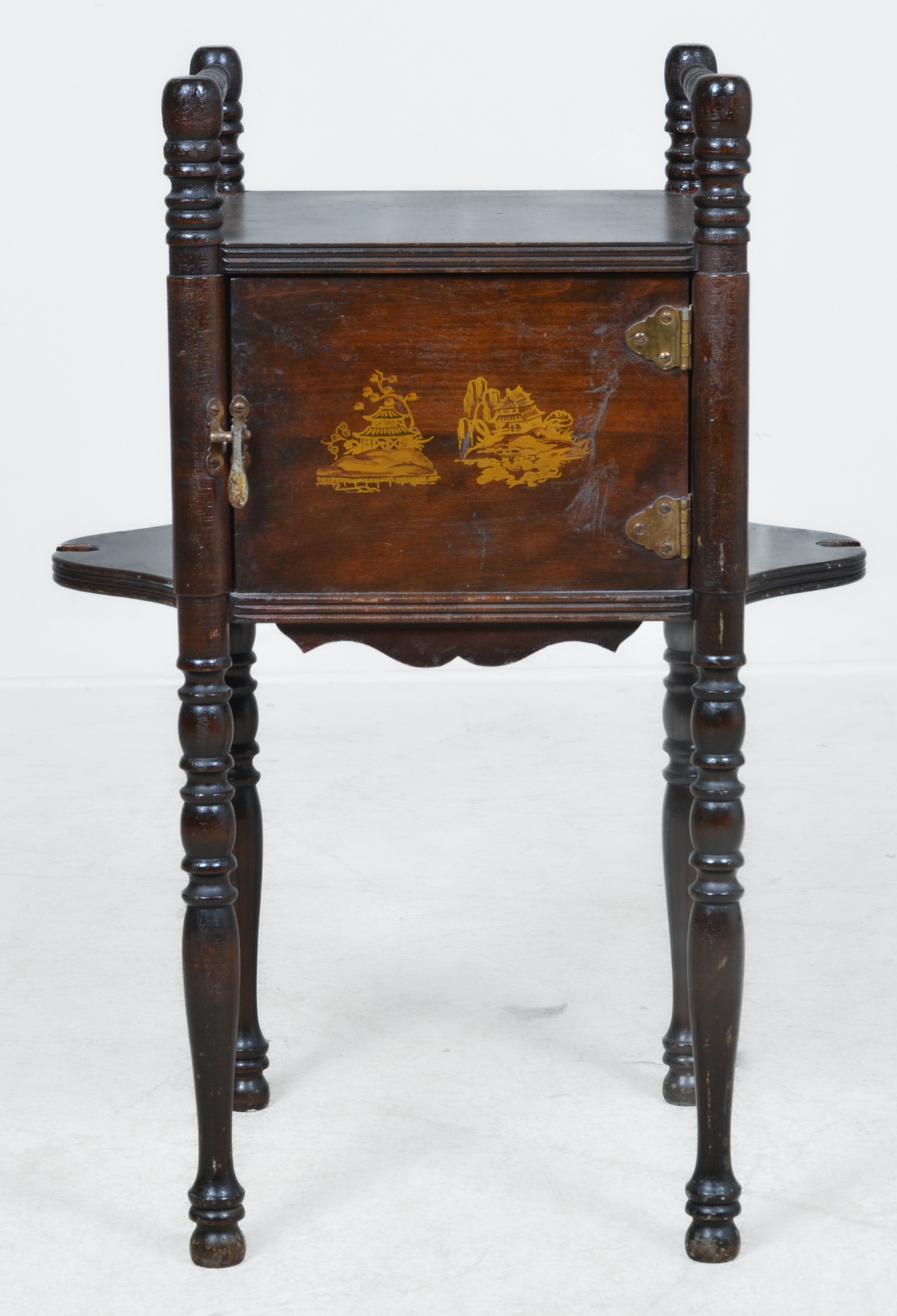 Inlaid mahogany smoking stand,