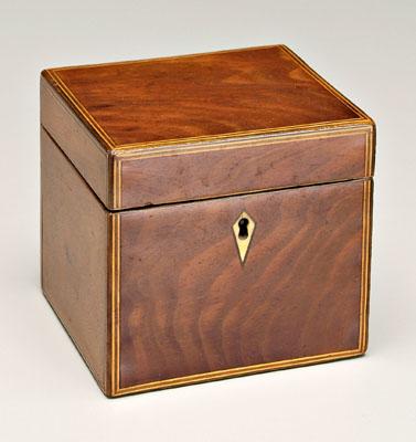Inlaid mahogany tea box, fine light